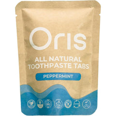 Oris Health envase frontal de tabletas menta, conveniente para viajes