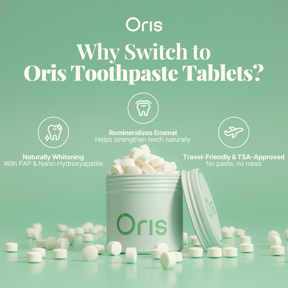 Oris Health espuma sobre cepillo demostrando limpieza eficaz