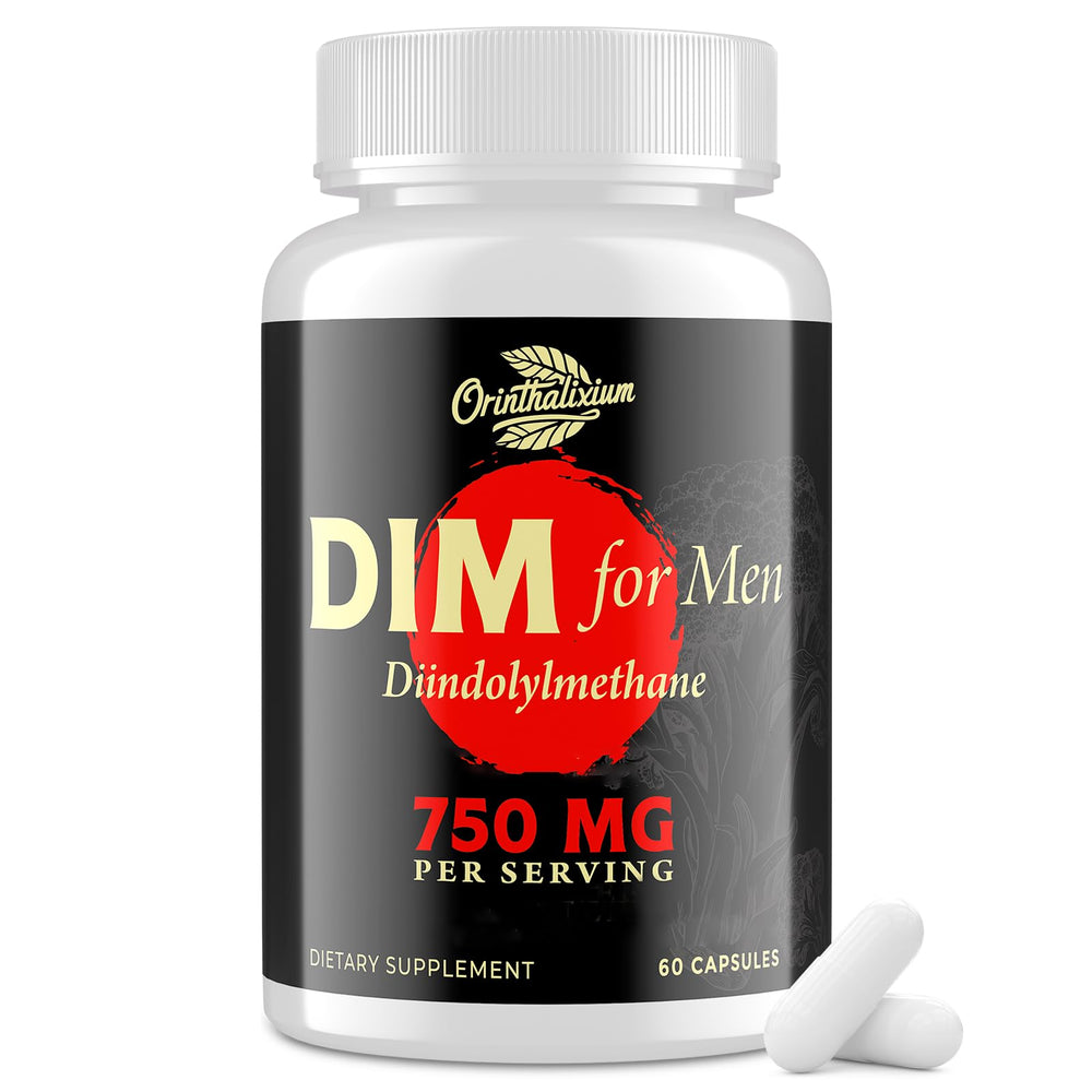 Orinthalixium DIM for Men vista frontal mostrando el envase y apoyo claro