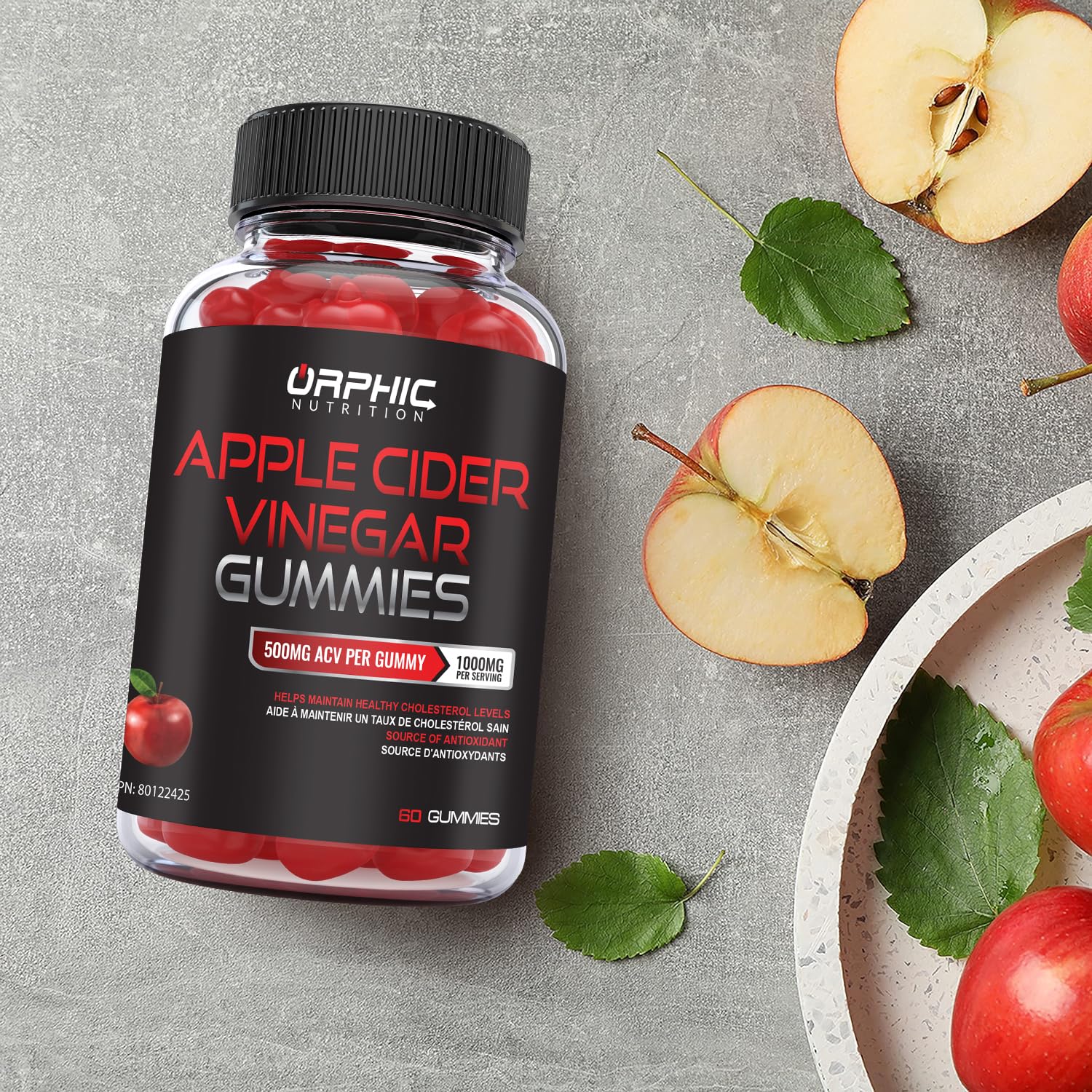 ORPHIC NUTRITION comparación de tamaño con moneda para escala precisa