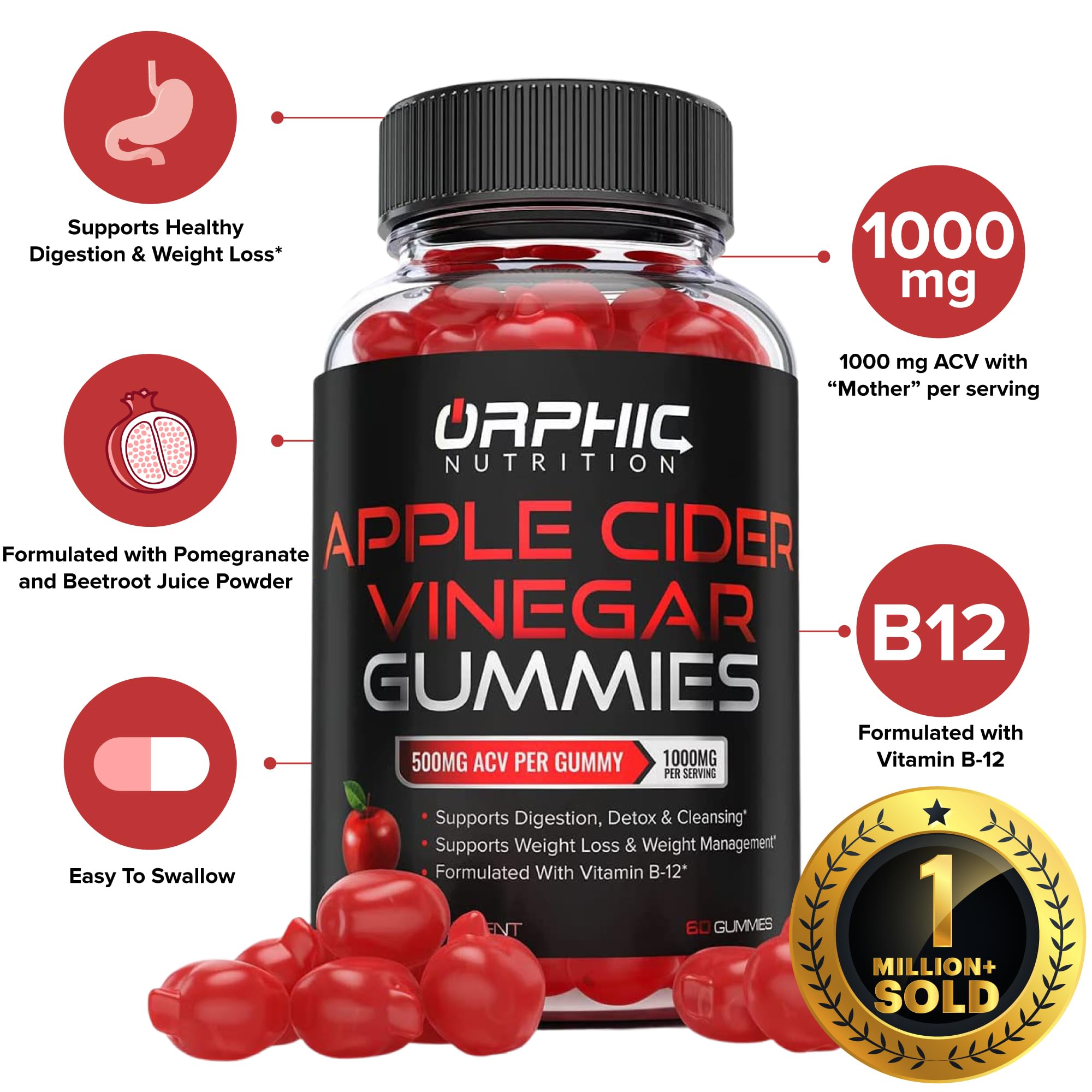 ORPHIC NUTRITION detalle de textura de gomita con color natural
