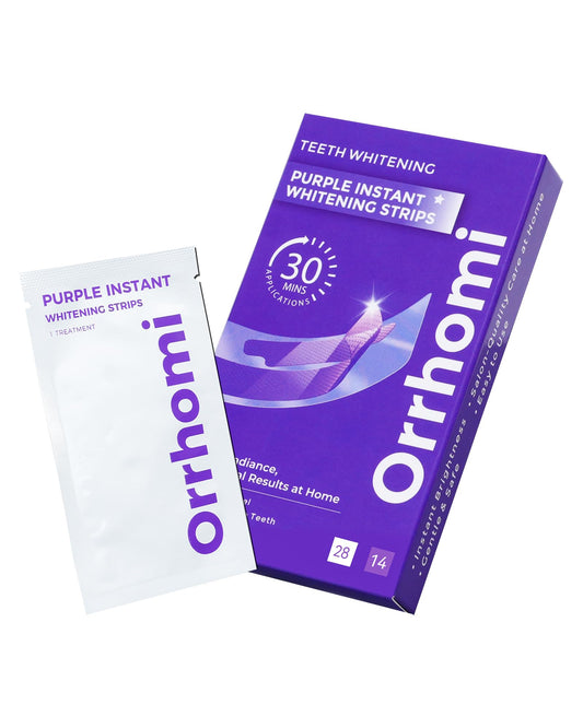 Orrhomi empaque frontal mostrando 14 tratamientos y beneficio de blanqueado visible