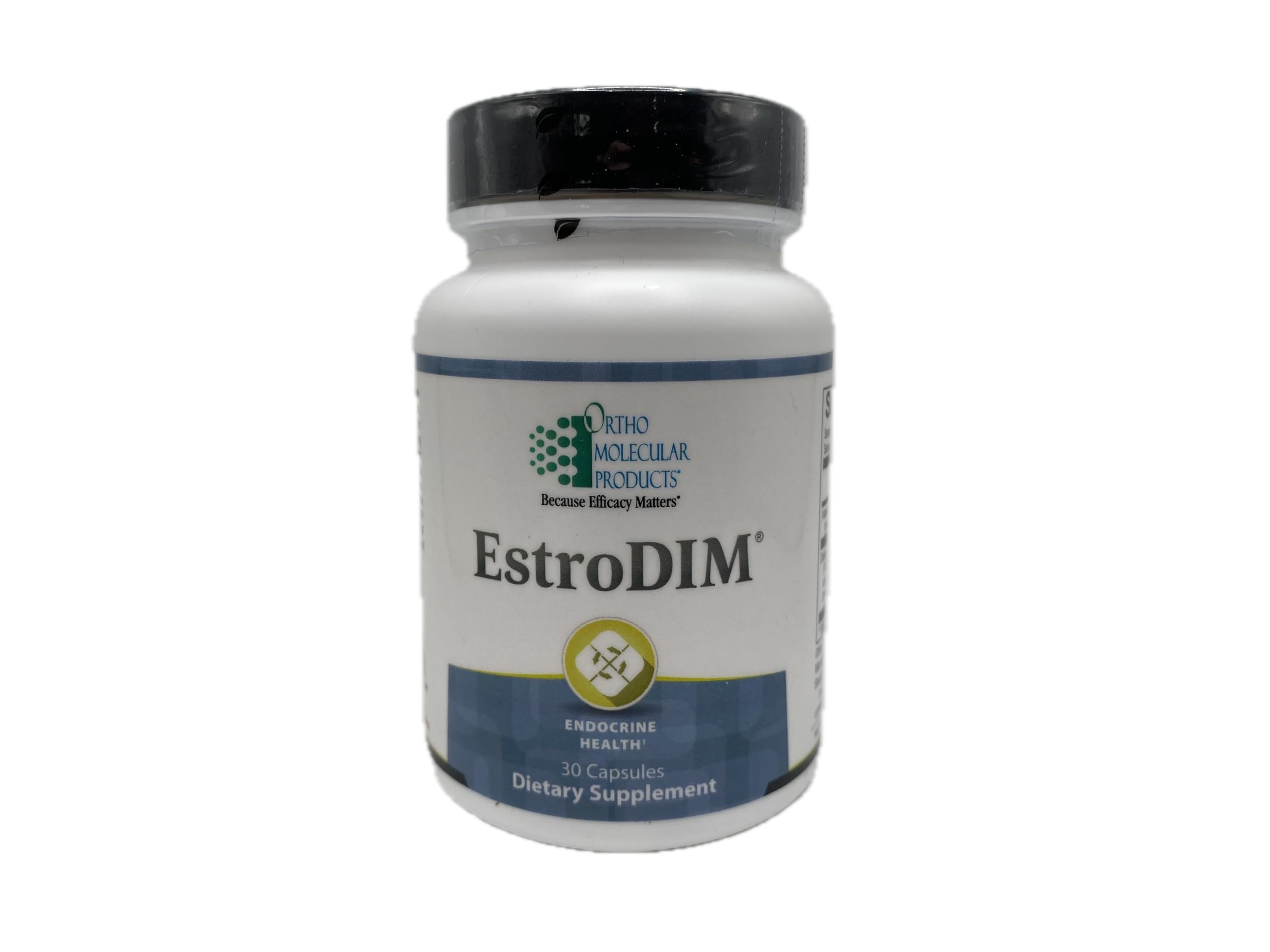 Ortho Molecular EstroDIM frasco frente muestra etiqueta y conveniencia
