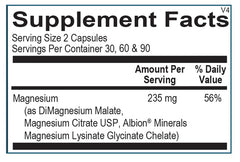 Ortho Molecular Reacted Magnesium cápsula en primer plano resaltando textura y fácil de tragar