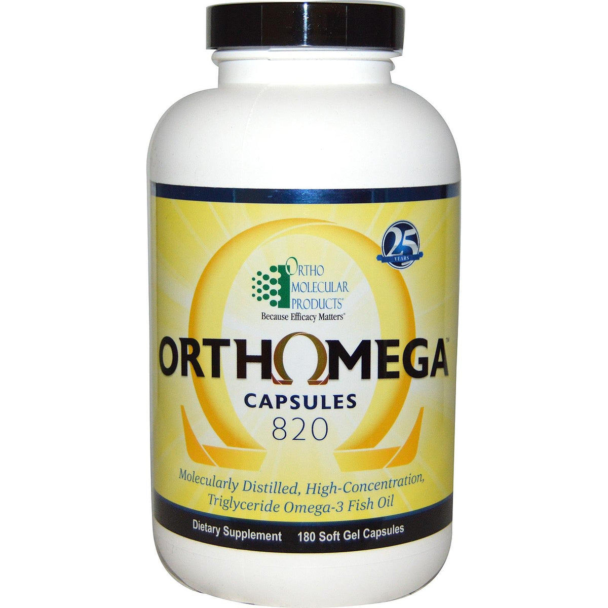 Ortho Molecular Orthomega 820 frente del envase mostrando etiqueta y tamaño