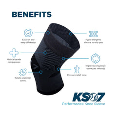 OrthoSleeve KS7 en uso durante carrera que proporciona soporte dinámico