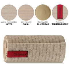 ORTONYX comparación de tamaño L/XL mostrando cobertura abdominal