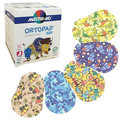 Ortopad empaque frontal Blue Camo mostrando 50 parches, confort inmediato