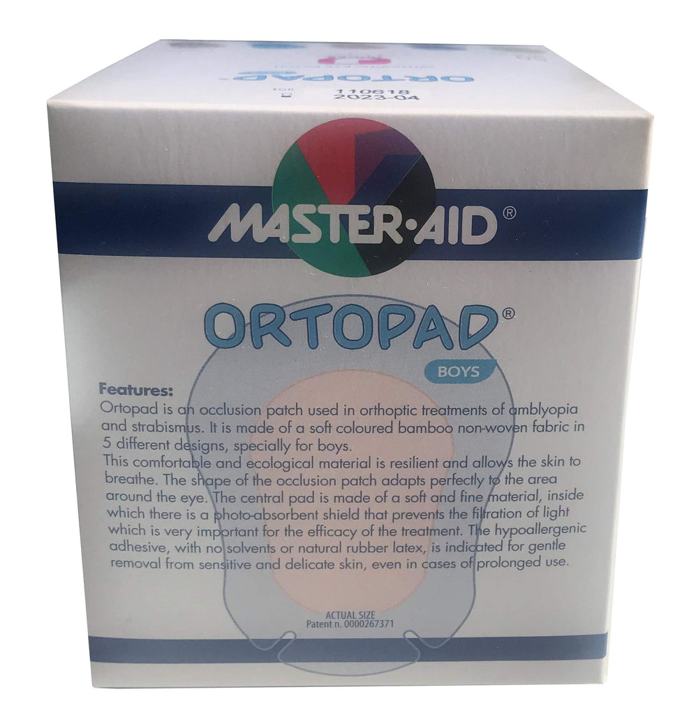 Ortopad parche colocado en bebé sonriendo, adhesión segura y cómoda