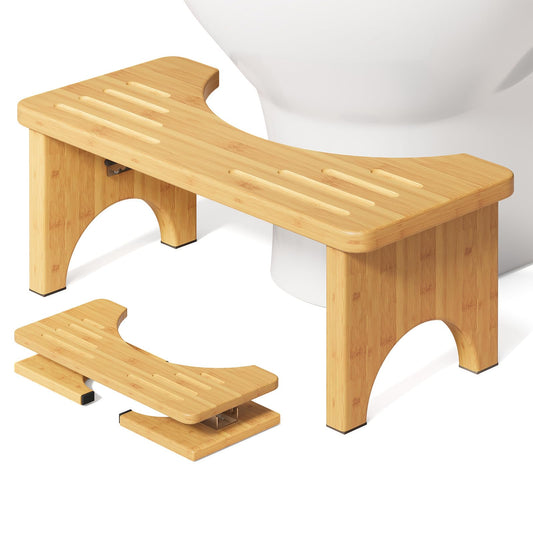 Osivaex vista frontal del taburete de bambú, diseño elegante y compacto