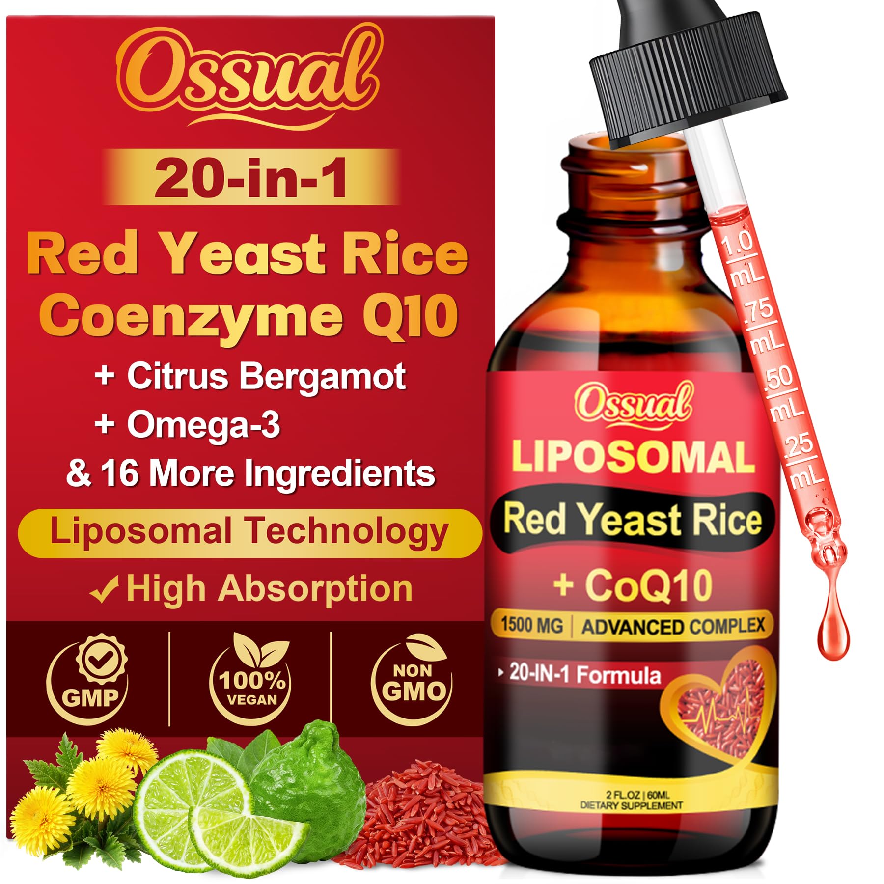 Ossual frasco frontal mostrando gotas liposomales y etiqueta clara