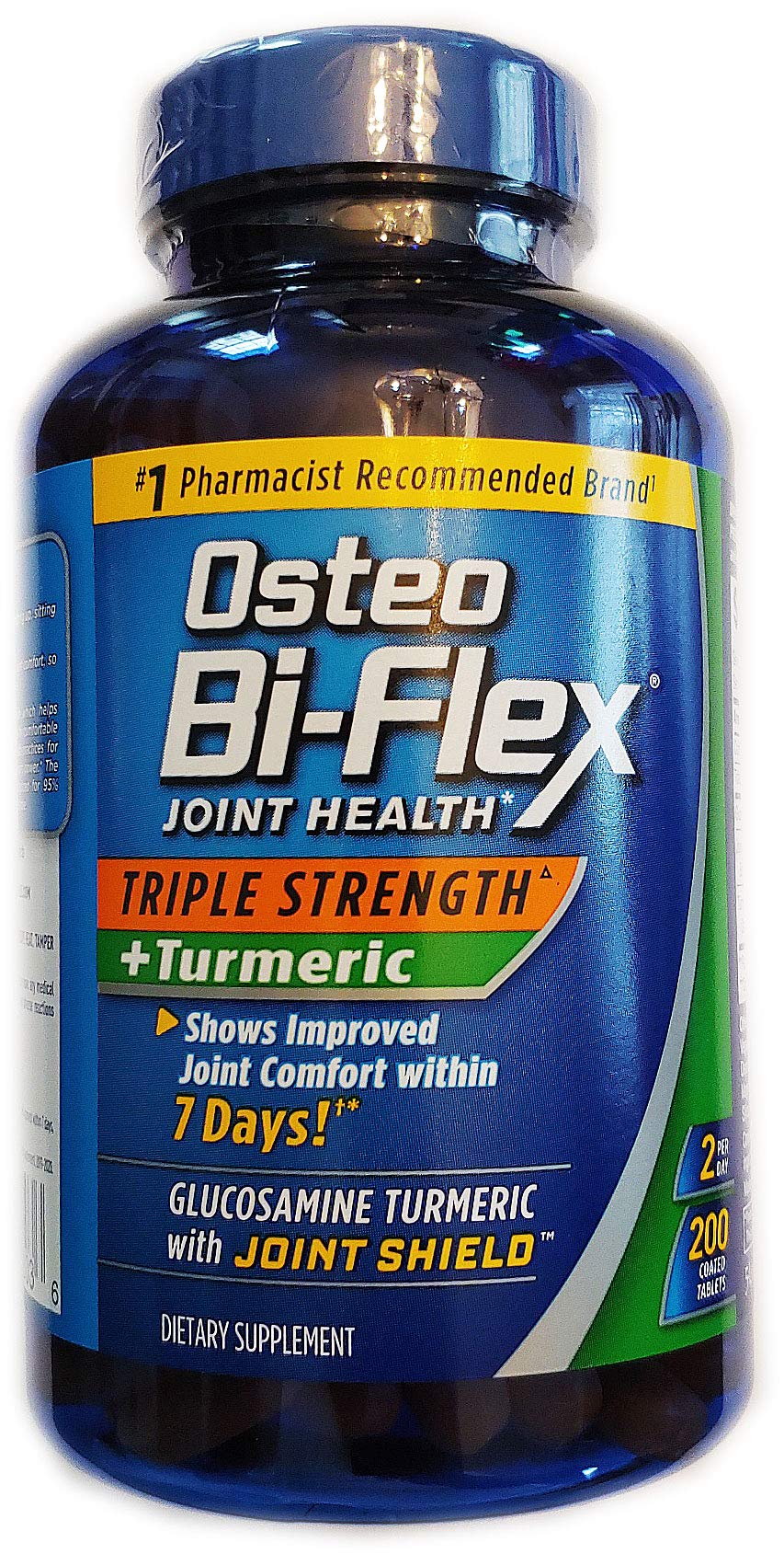 Osteo Bi-Flex frasco frontal mostrando etiqueta y beneficio de soporte articular