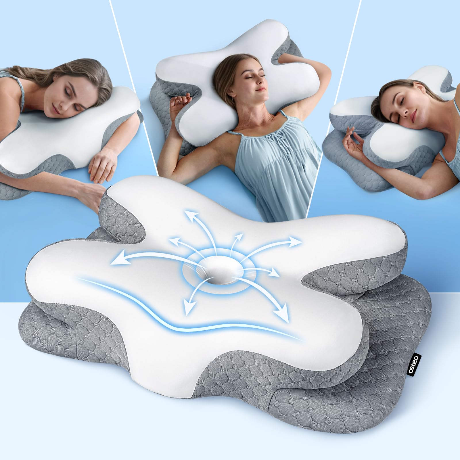 Osteo vista frontal del empaque mostrando diseño ergonómico y beneficios