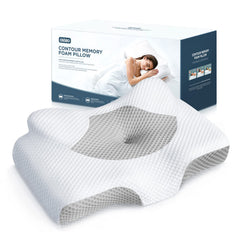Osteo vista frontal del almohadón y empaque mostrando diseño ergonómico