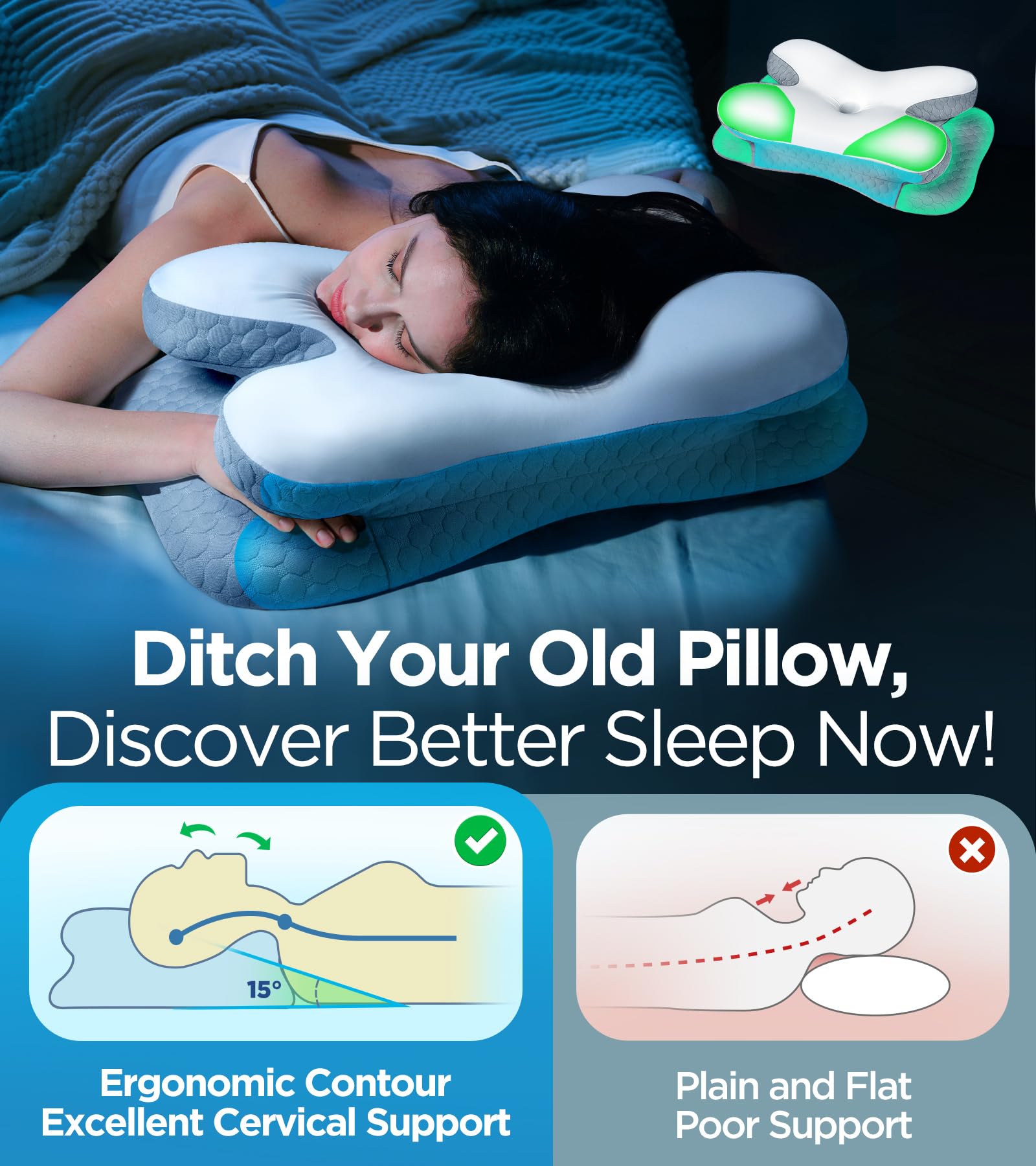 Osteo almohada en uso lateral con reposabrazos aliviando presión del hombro