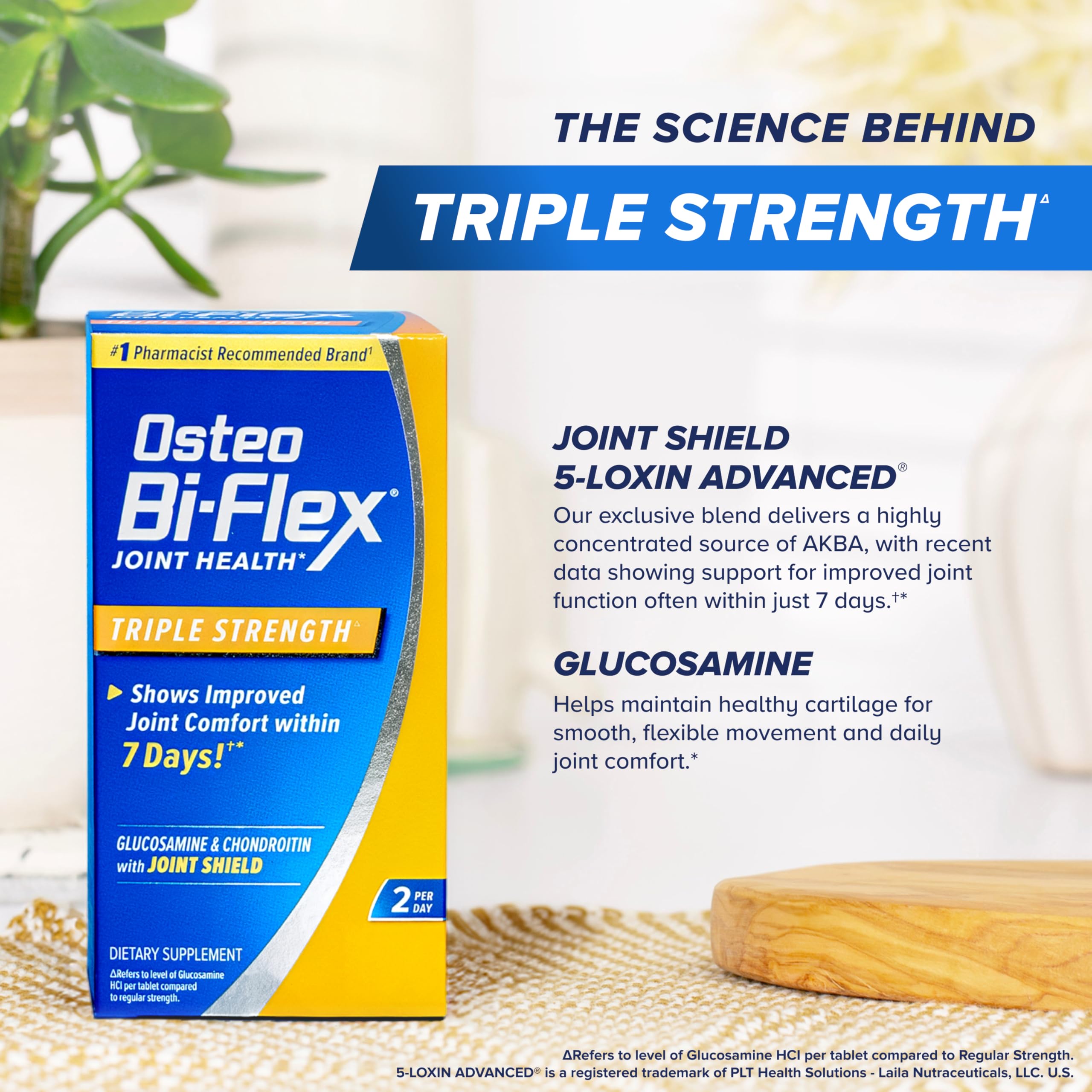 Osteo Bi-Flex etiqueta nutricional clara con instrucciones y beneficios