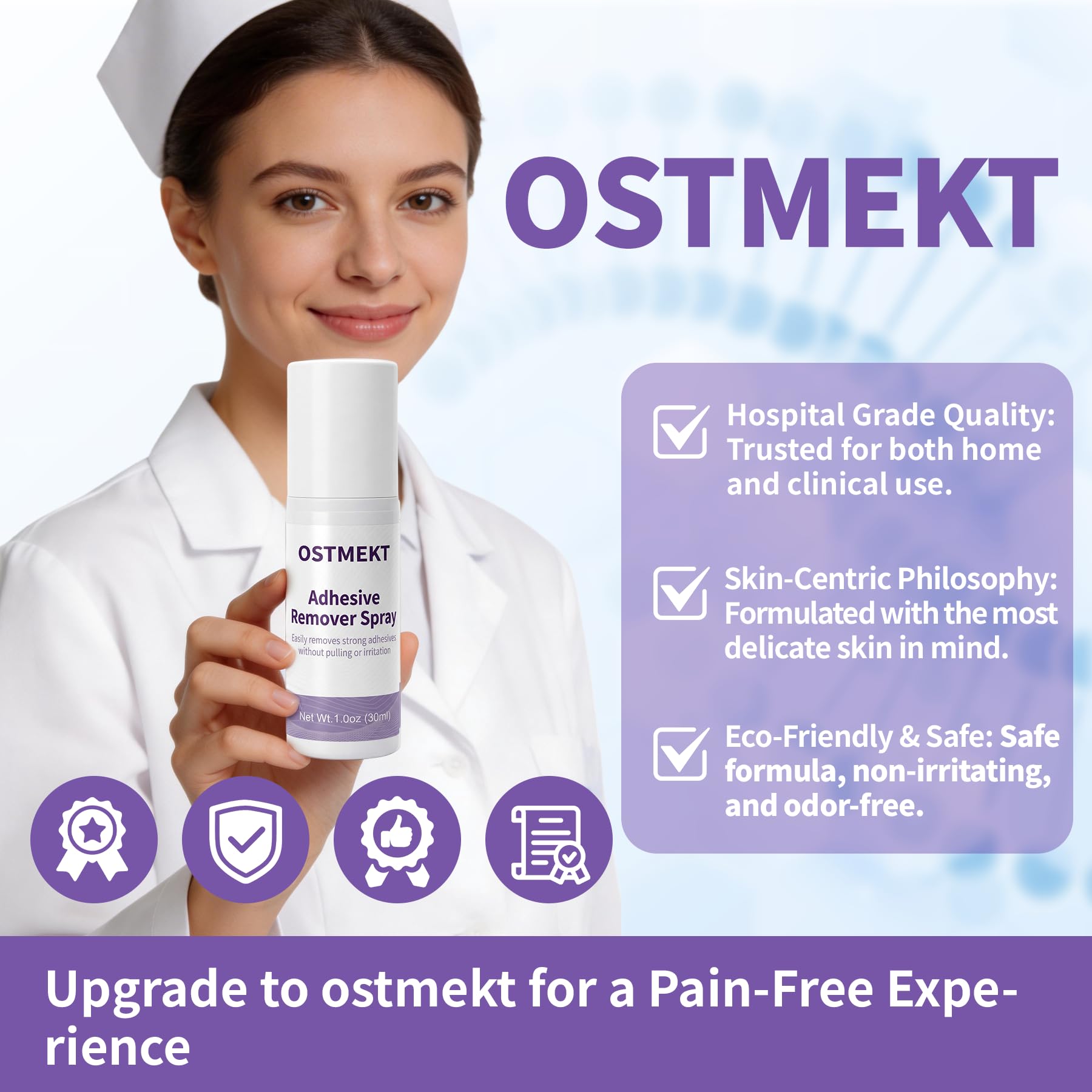 Ostmekt etiqueta informativa destacando ingredientes suaves