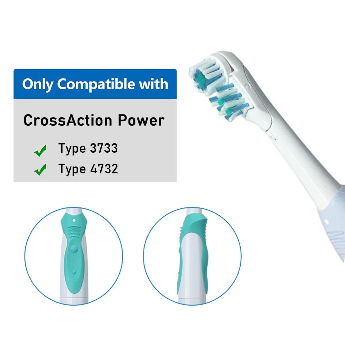 Othanary cabezal en uso con mango Oral-B demostrando limpieza profunda