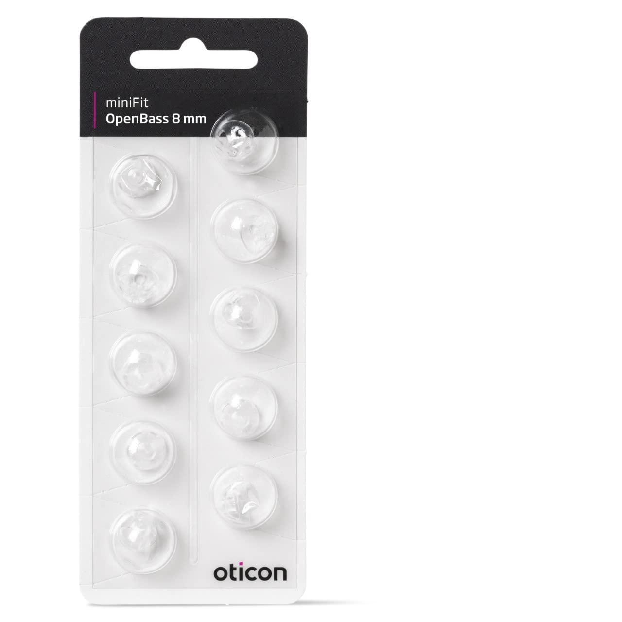 Oticon domos miniFit vista frontal mostrando ajuste cómodo y recambio fácil