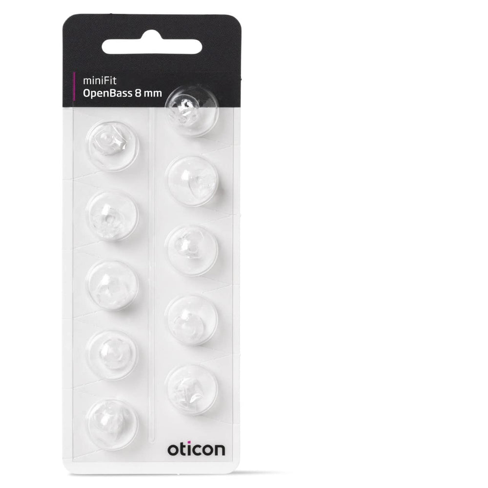 Oticon domos miniFit vista frontal mostrando ajuste cómodo y recambio fácil