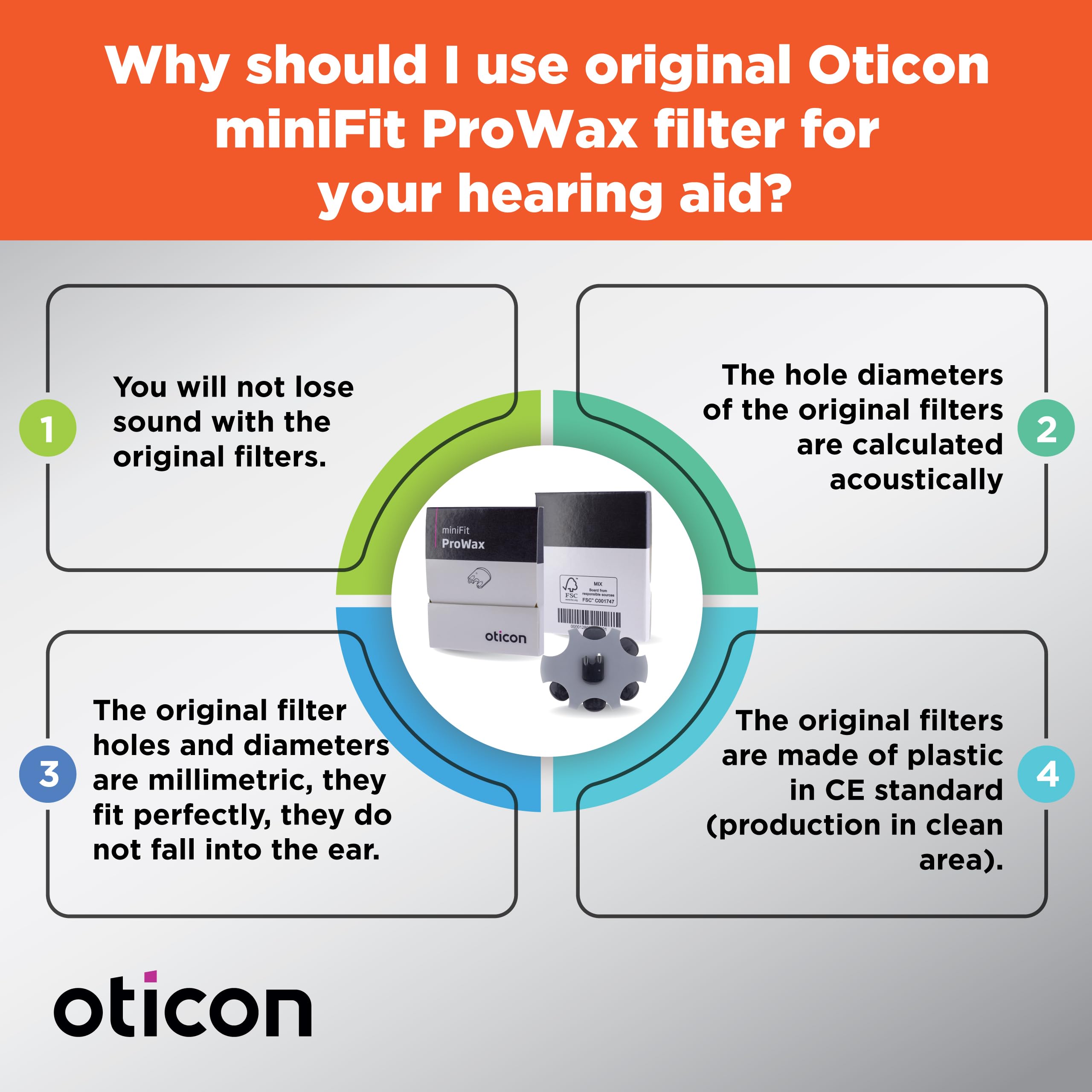Otto Tech Oticon etiqueta Dinamarca en empaque que garantiza autenticidad OEM