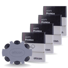 Otto Tech Oticon filtro embalaje frontal mostrando 24 filtros y beneficio de repuesto fiable