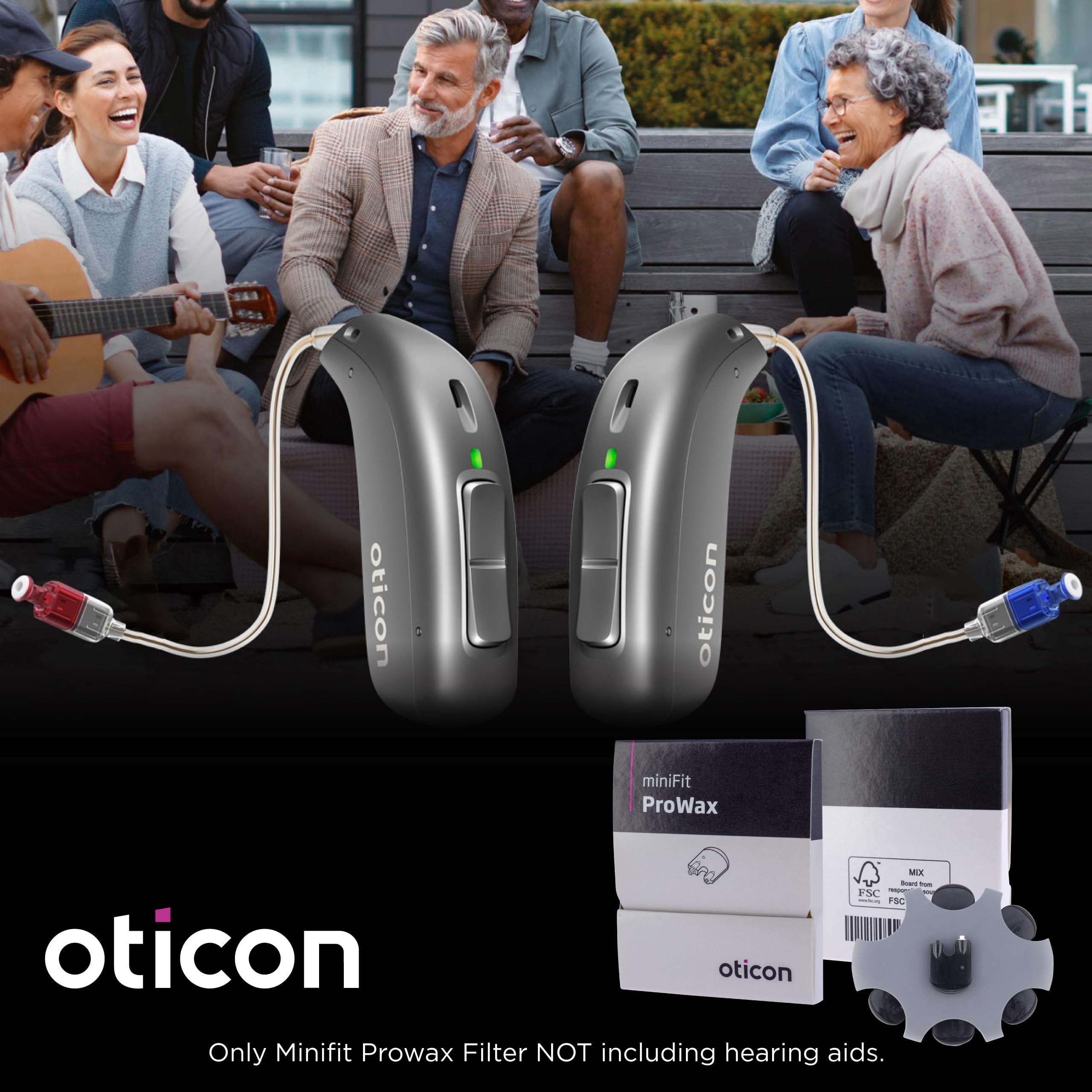 Otto Tech Oticon filtro detalle de textura que илustra protección contra cera