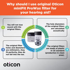 Otto Tech Oticon Minifit ProWax filtro junto a moneda para comparar tamaño y escala
