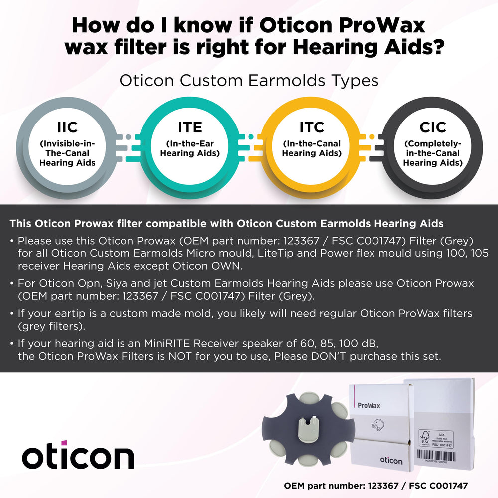 Filtro Oticon ProWax instalado en molde personalizado, Oticon mantiene claridad sonora