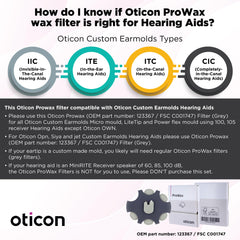 Filtro Oticon ProWax instalado en molde personalizado, Oticon mantiene claridad sonora
