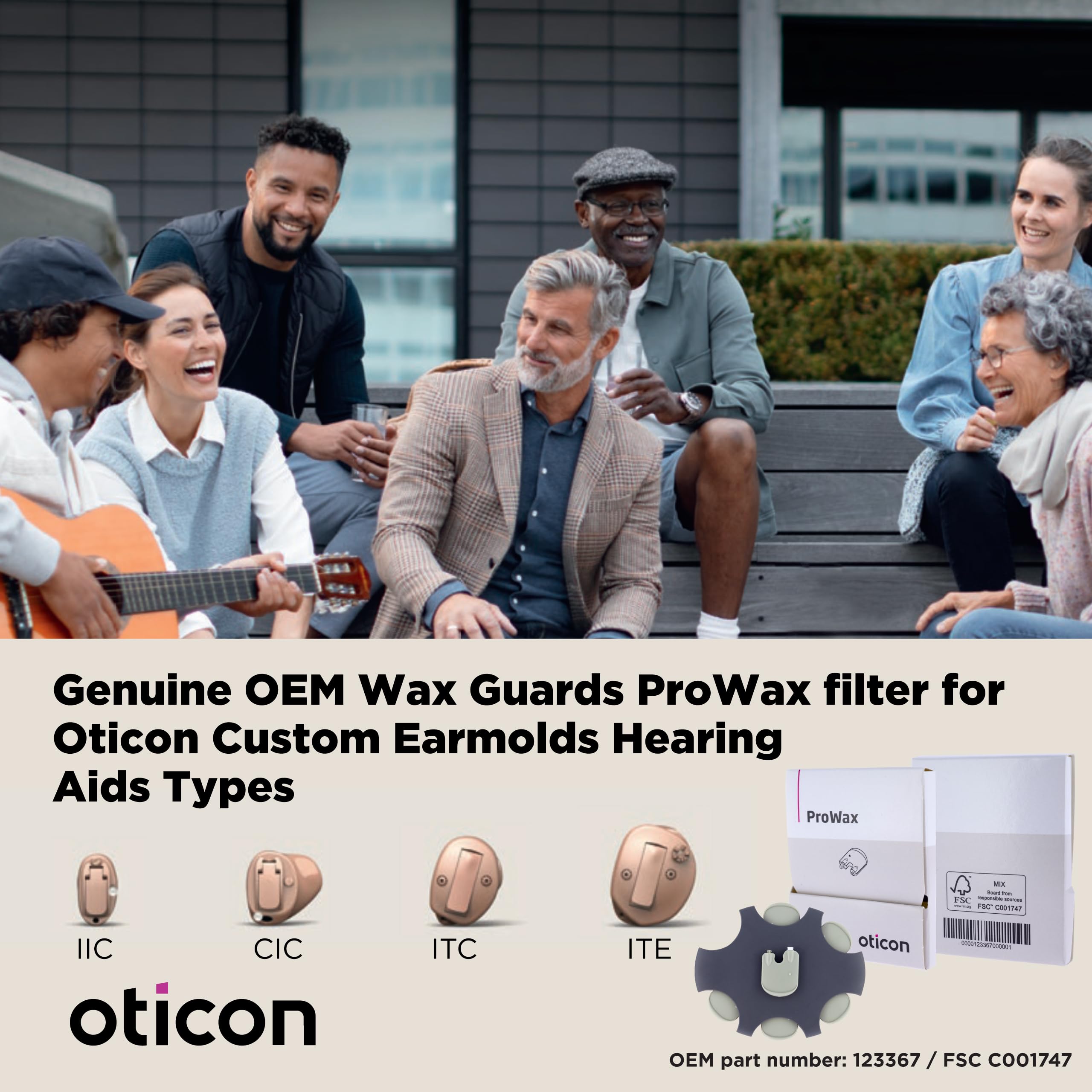 Detalle de un filtro Oticon ProWax, Oticon evita obstrucción por cerumen