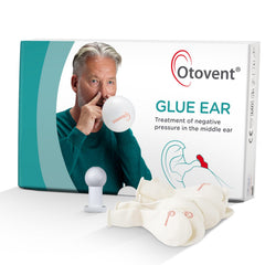 Otovent dispositivo frontal mostrando diseño compacto y uso seguro