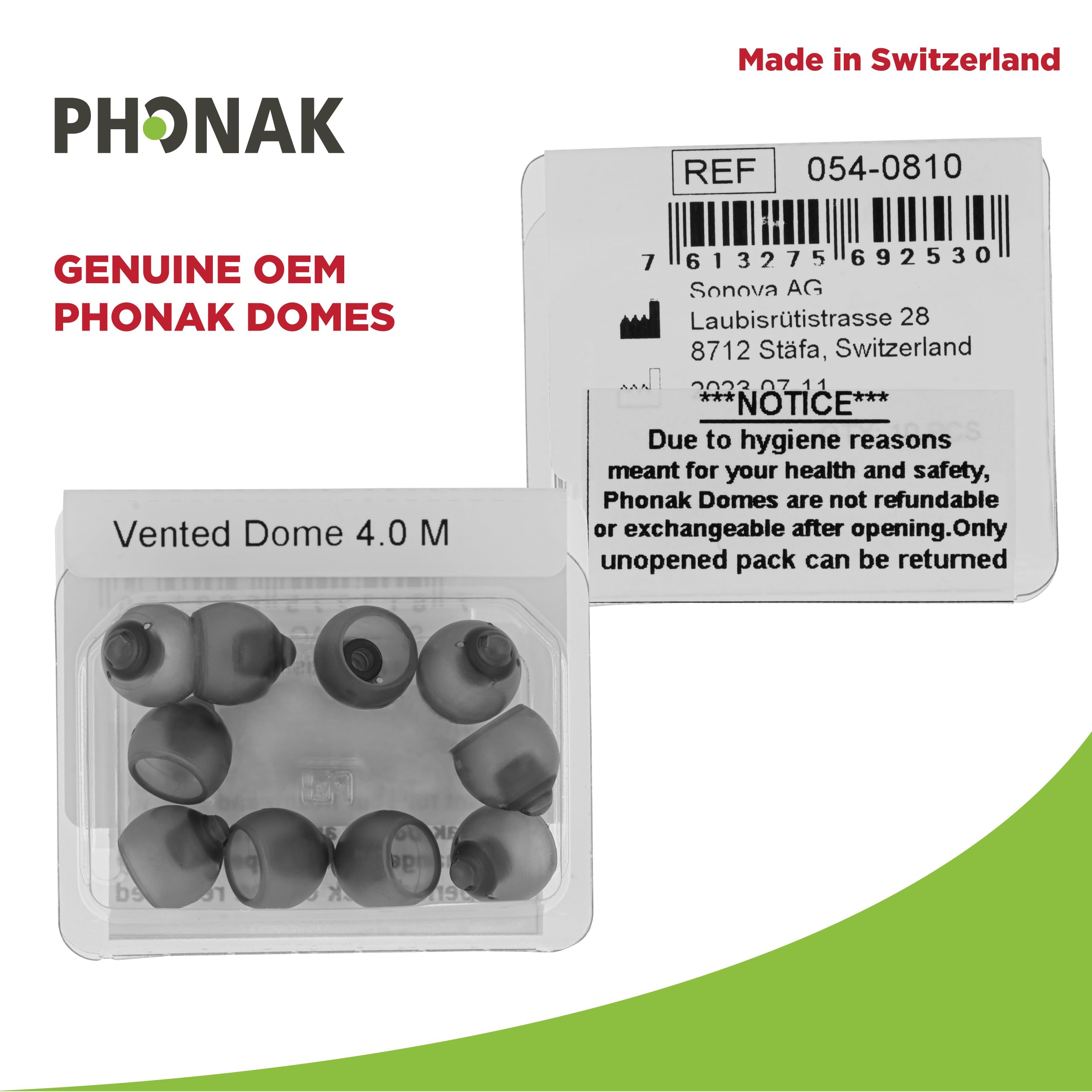 Otto Tech dome Phonak colocado en receptor para fácil reemplazo