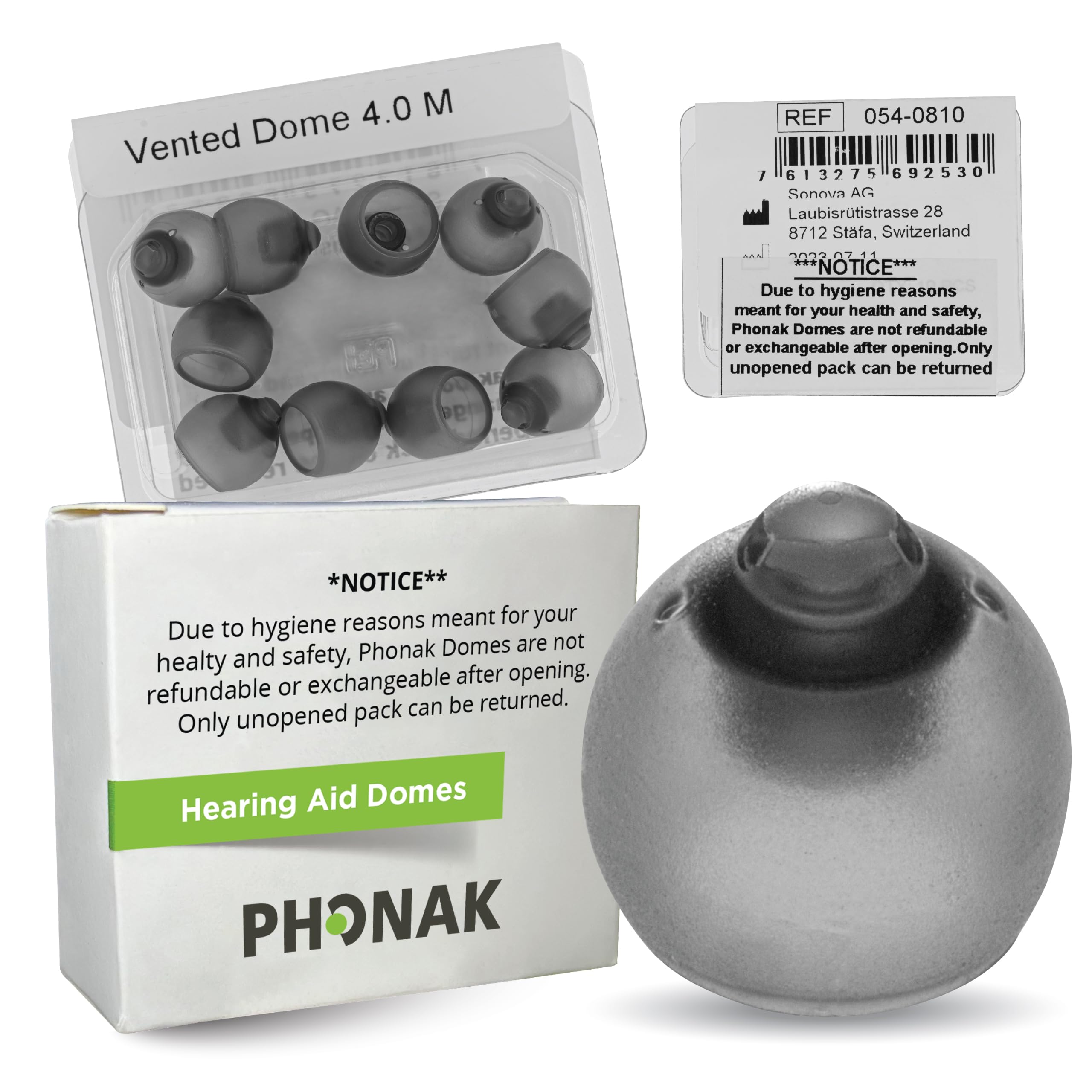 Otto Tech dome Phonak vista frontal que facilita ajuste cómodo