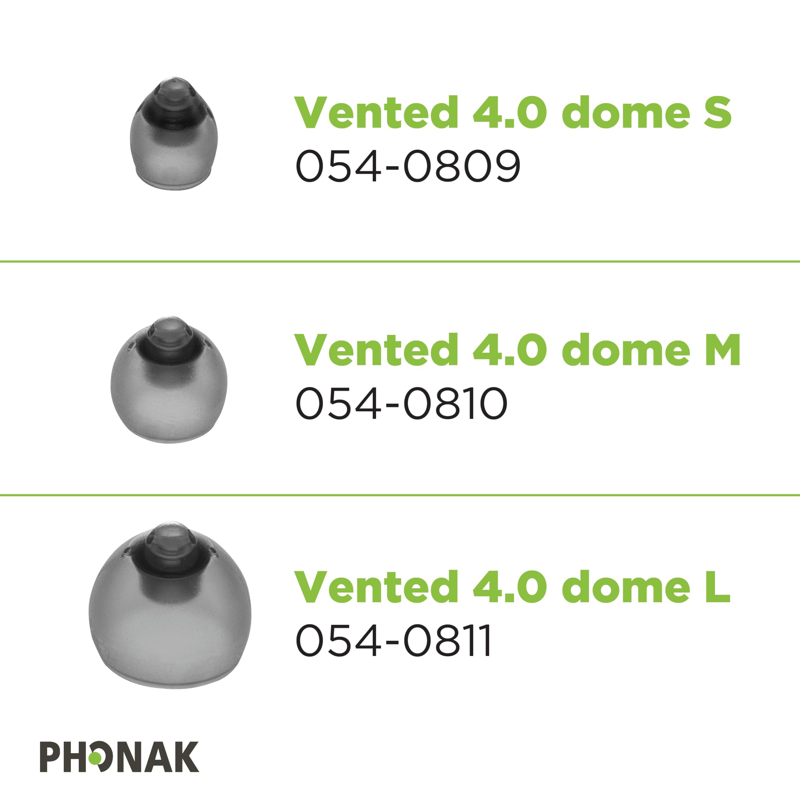 Otto Tech domo Phonak comparación de tamaño 7,5 mm para elegir correctamente