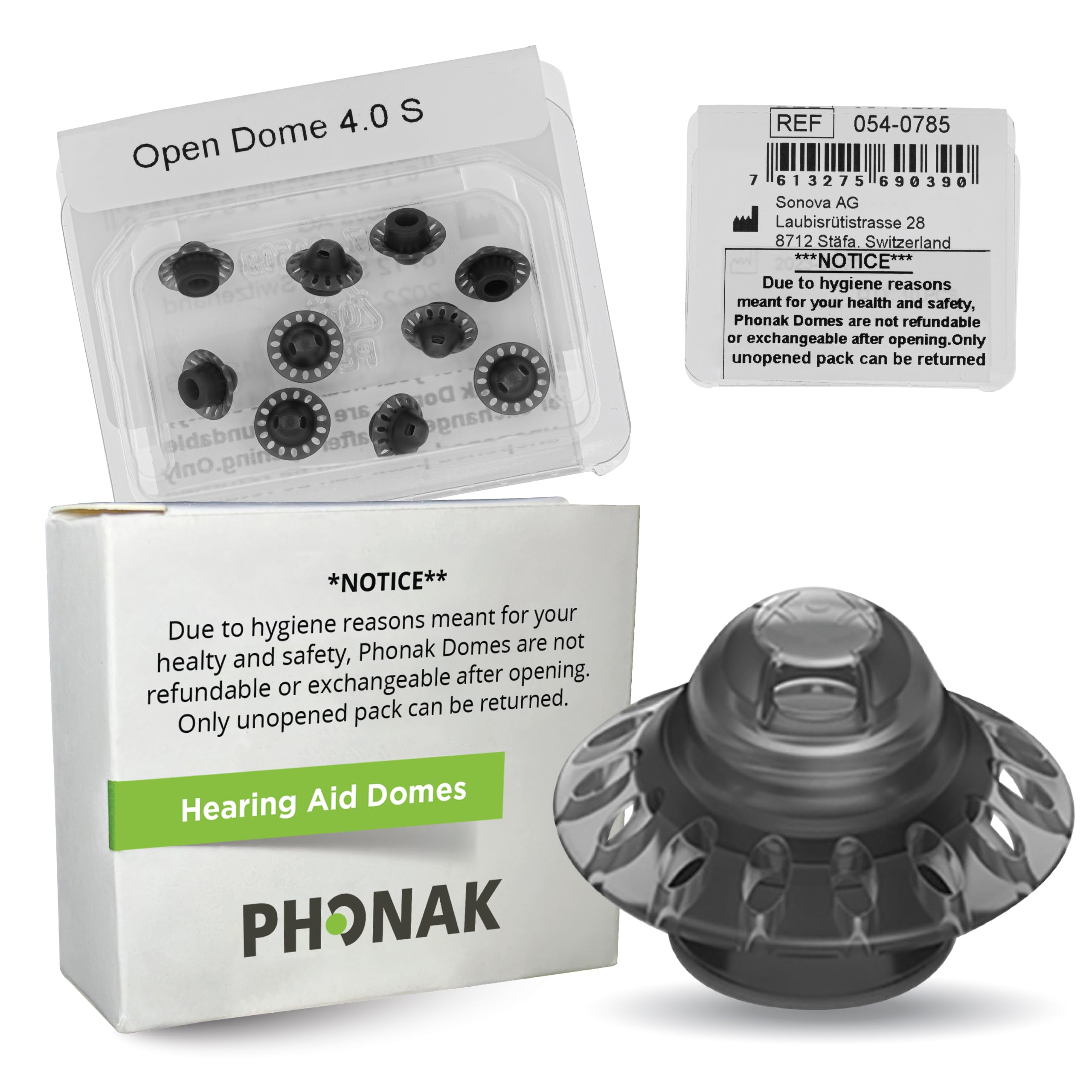 Otto Tech Phonak dome frontal de paquete mostrando 10 unidades y ajuste OEM