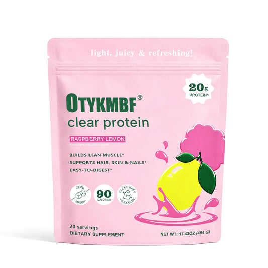 OTYKMBF frasco frontal sabor raspberry lemon mostrando etiqueta y ventaja refrescante