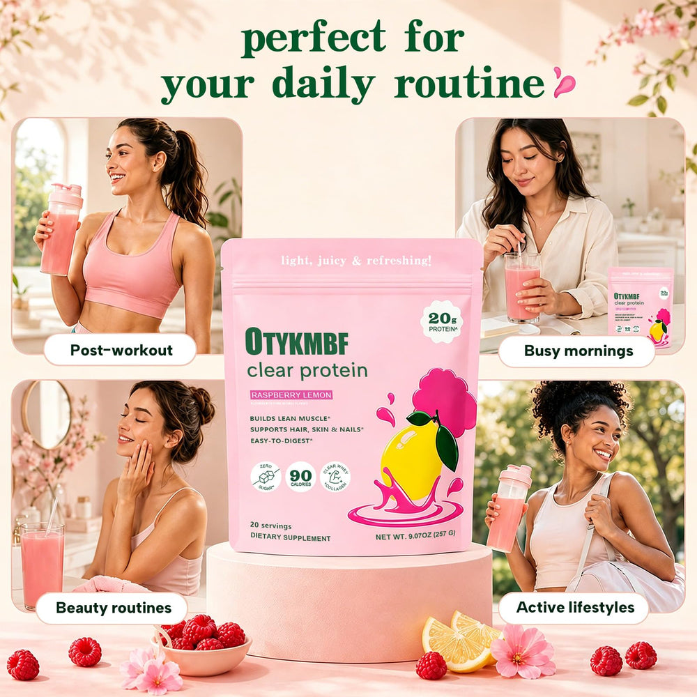 OTYKMBF porción y cucharita mostrando 20 g de proteína por servicio