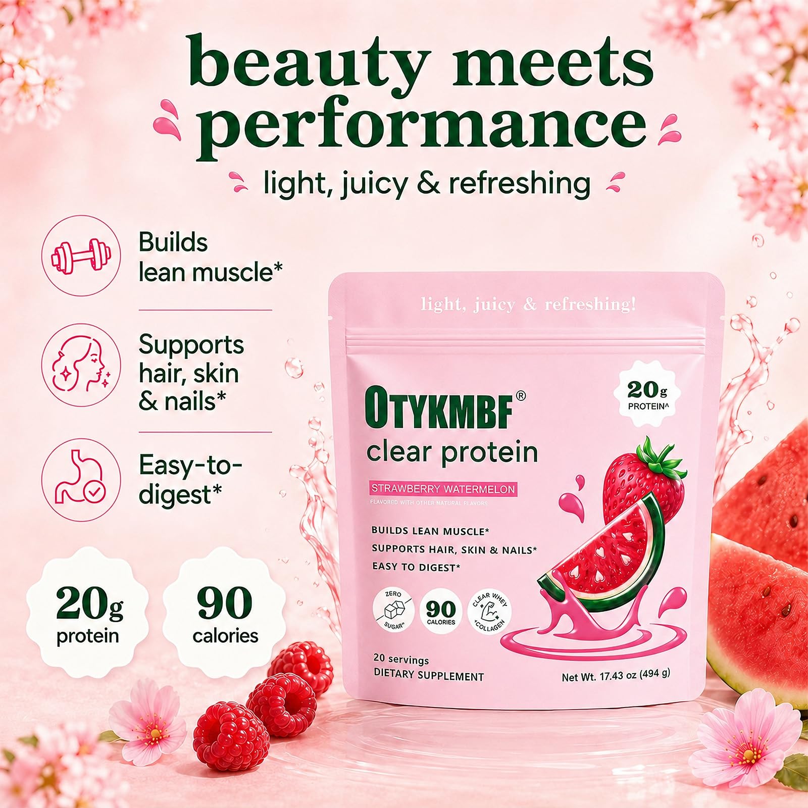 OTYKMBF bebida clara en vaso lista para consumir, refrescante y baja en calorías