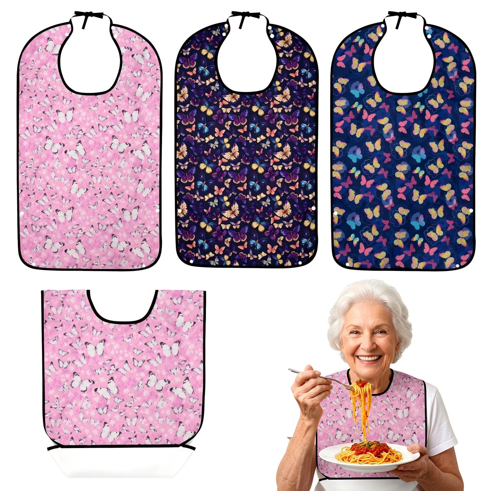 Oulisen babero frontal con mariposas protege la ropa con estilo