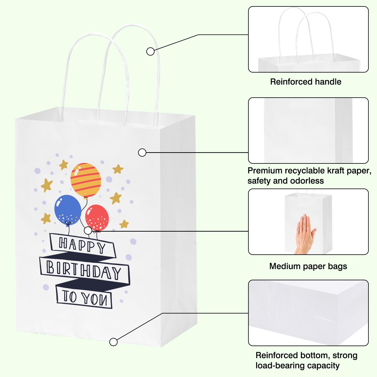 OUTUXED bolsa en pie con productos dentro, demuestra estabilidad