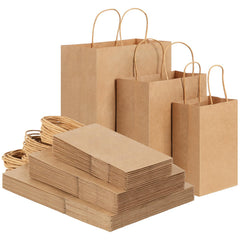 OUTUXED paquete frontal de 120 bolsas kraft con asas, apariencia profesional