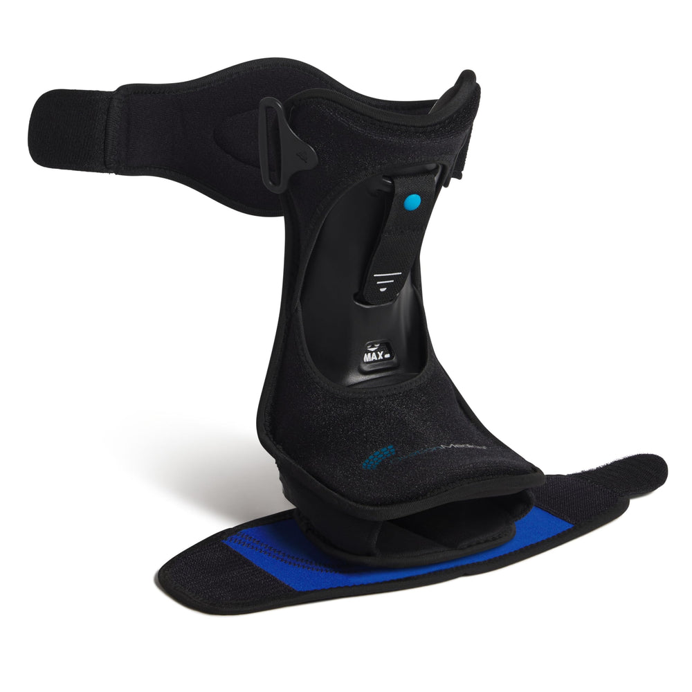 Ovation Medical empaque frontal mostrando la férula y beneficios de soporte
