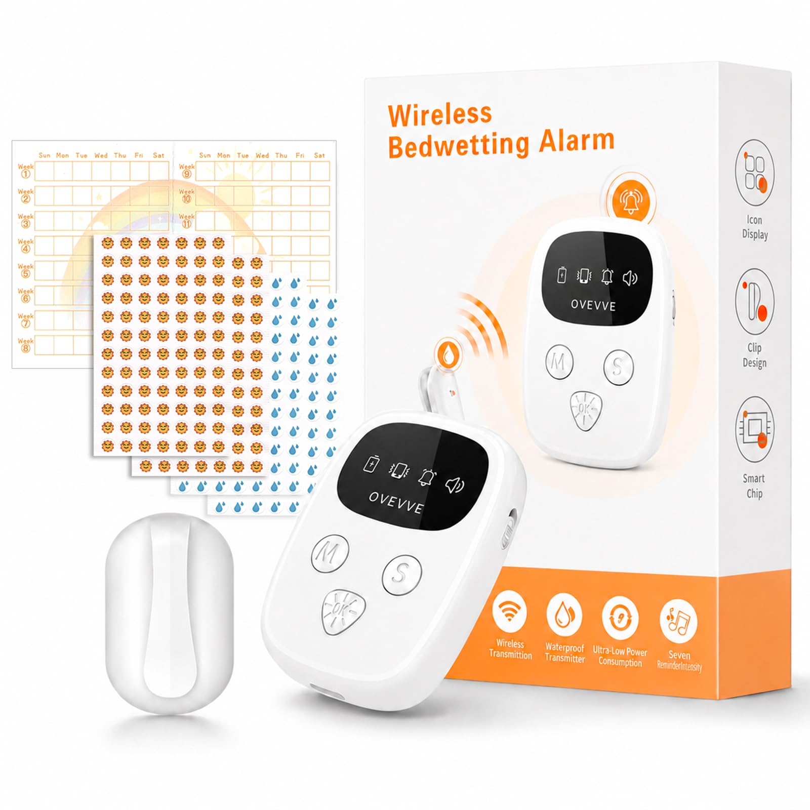 ovevve receptor frontal sobre mesita, control fácil y recargable