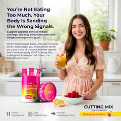 OVIA ingredientes inulina FOS y jengibre en primer plano para digestión