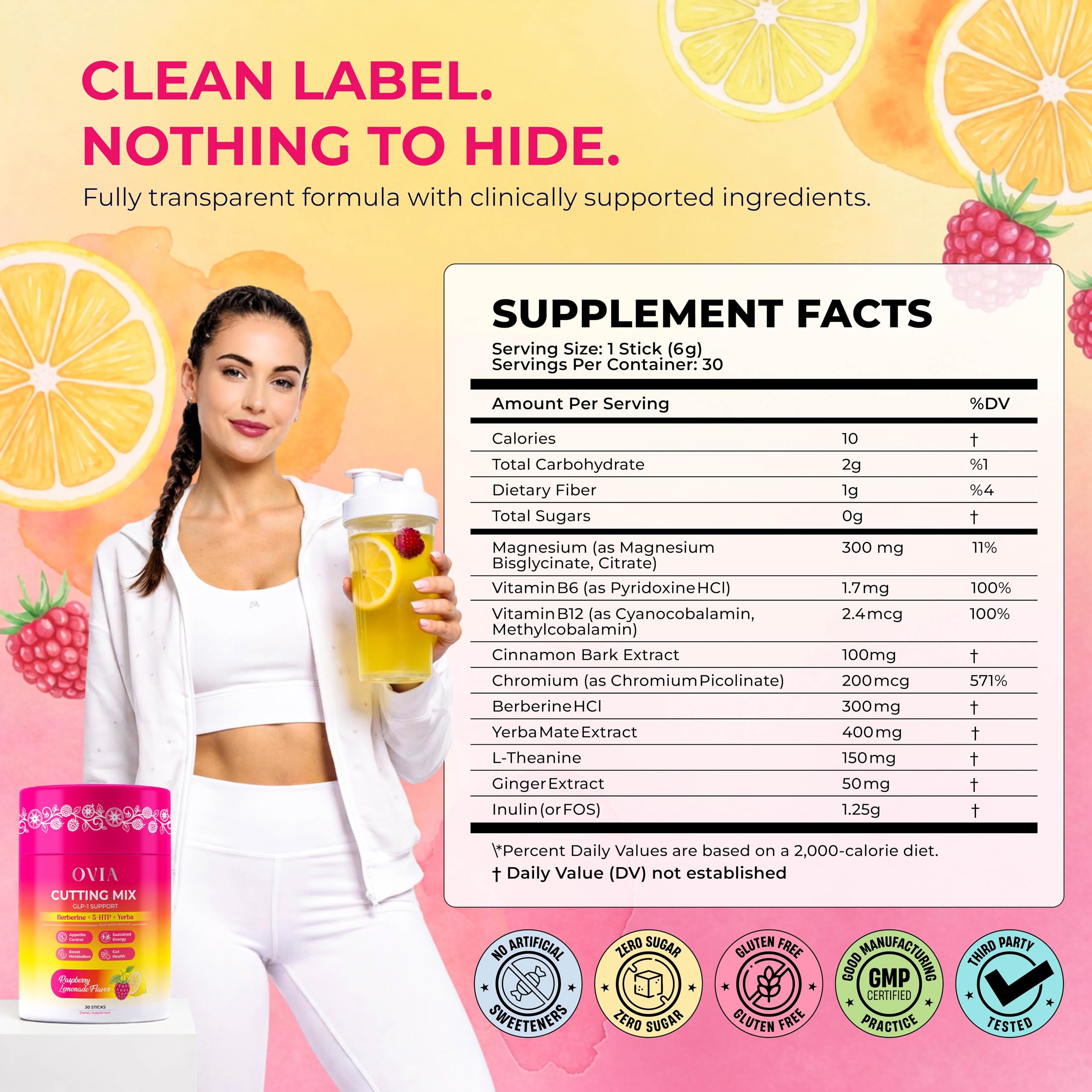OVIA bebida junto a ropa de entrenamiento mostrando uso cotidiano