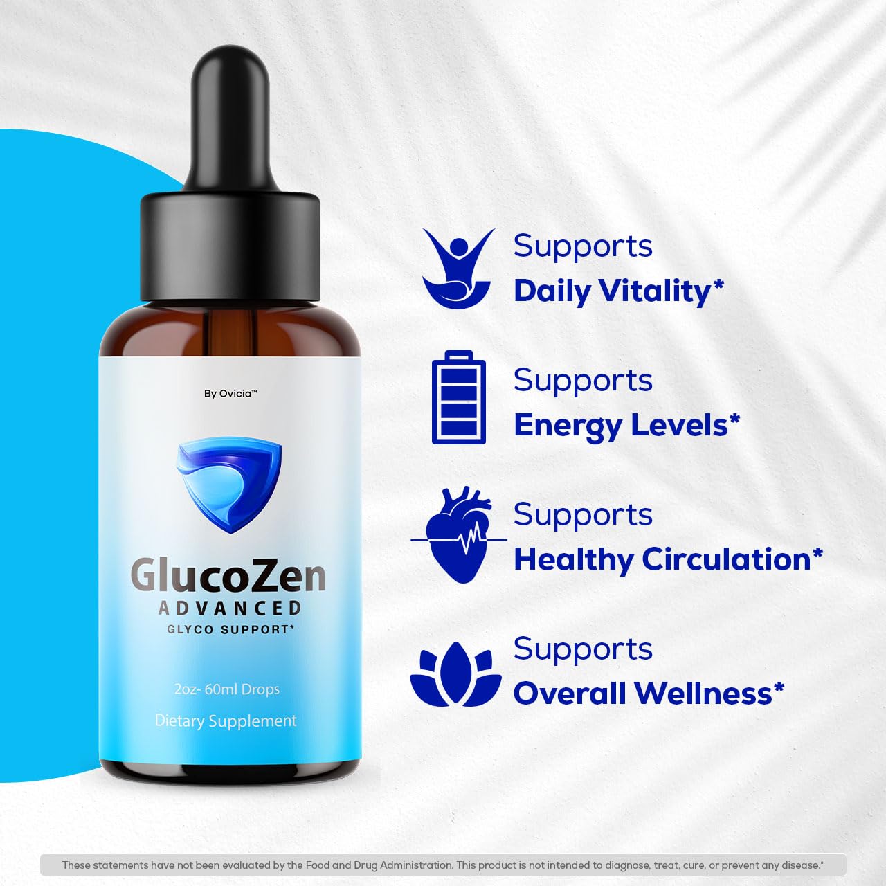 OVICIA Glucozen Drops gota en cuentagotas que destaca textura líquida