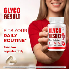 OVICIA Glyco Result envase en mano mostrando su tamaño y control de porciones
