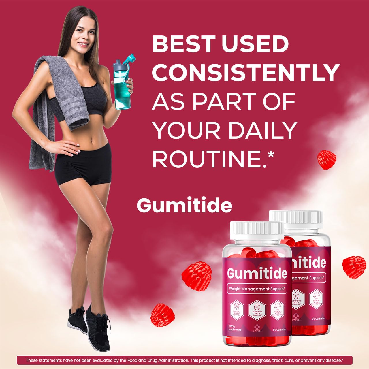 OVICIA persona tomando Gumitide Gummies mostrando uso sencillo diario