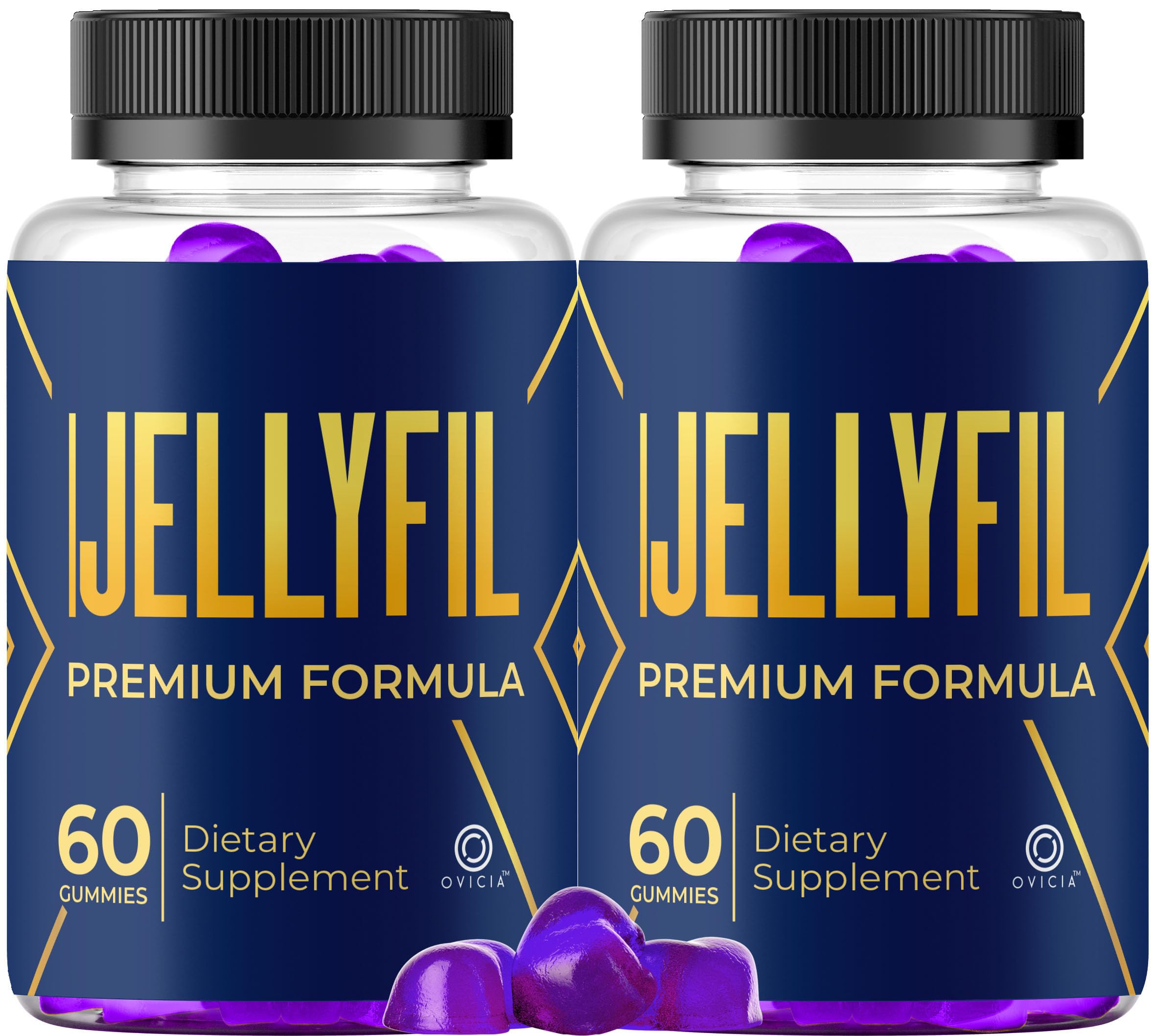 OVICIA gomitas Jellyfil frente del empaque beneficiando almacenamiento seguro